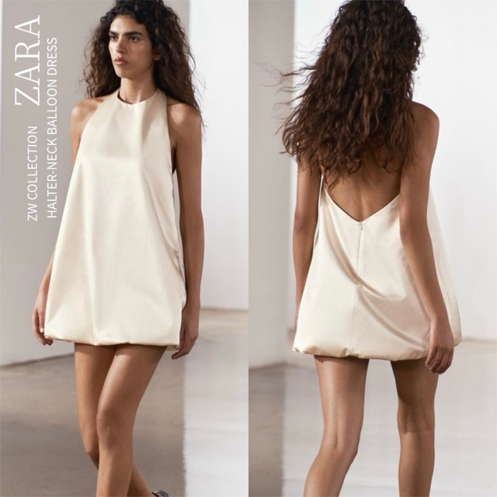 Zara Satin Halter Balloon Dress